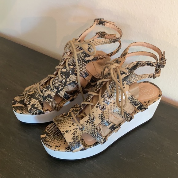 MISSGUIDED snake print lace up sandals! - Picture 3 of 7